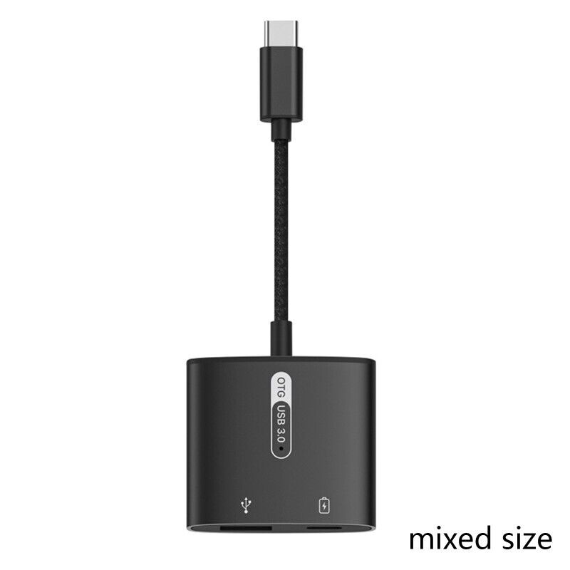 2 in 1 Type C Splitter OTG Adapter USB3.0 Converter Wire Power Cable Wearproof