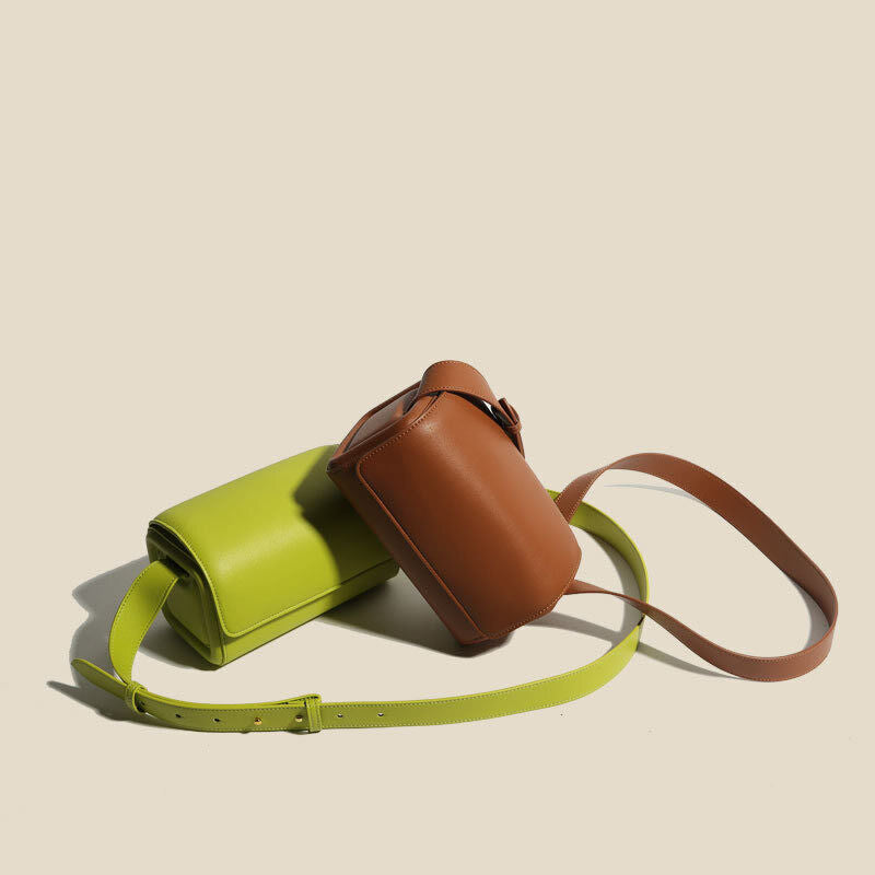 Small Flap Real Leather Camera Box Handbag Clutch Crossbody Purse Shoulder bag