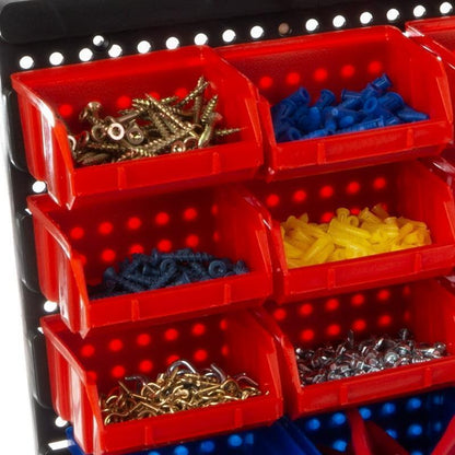 30-compartment Garage Storage Bins (red/blue)