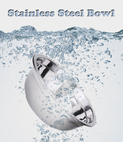 Pet Cat Elevated Stand Cat Dish Stainless Steel Tilted Raised Food Water Bowl