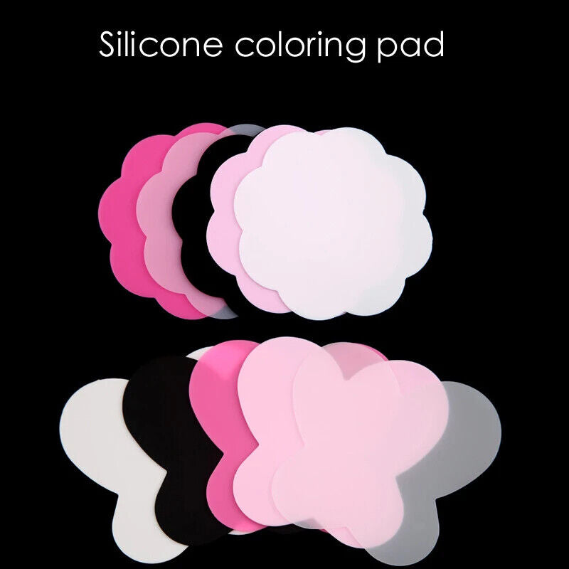 Nail Art Tools 2Pcs Silicone Paint Palette Mats Butterfly Plum Blossom Stamp Pad
