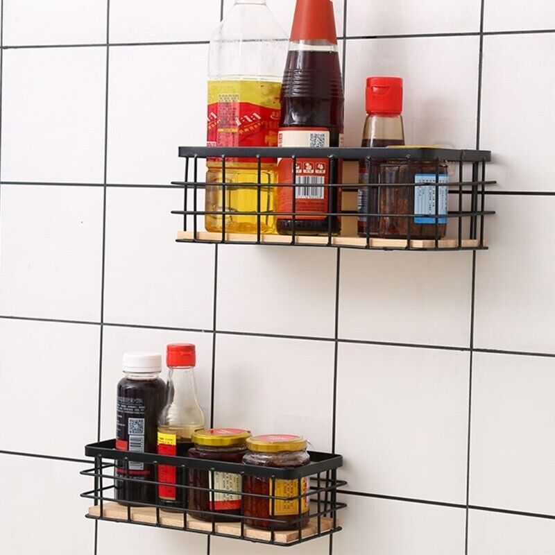 Metal Shelf 30cm Wall Spice Rack Holder Kitchen Pantry Storage Organiser Basket