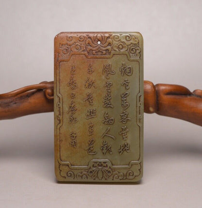 Collection Chinese Antique Hetian Jade Carved God Of Longevity Figure Pendant