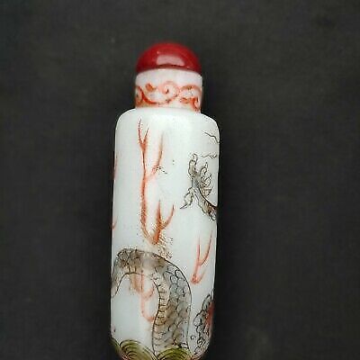 chinese dragon statue Loong painted figurines beauty glazed glass snuff bottle