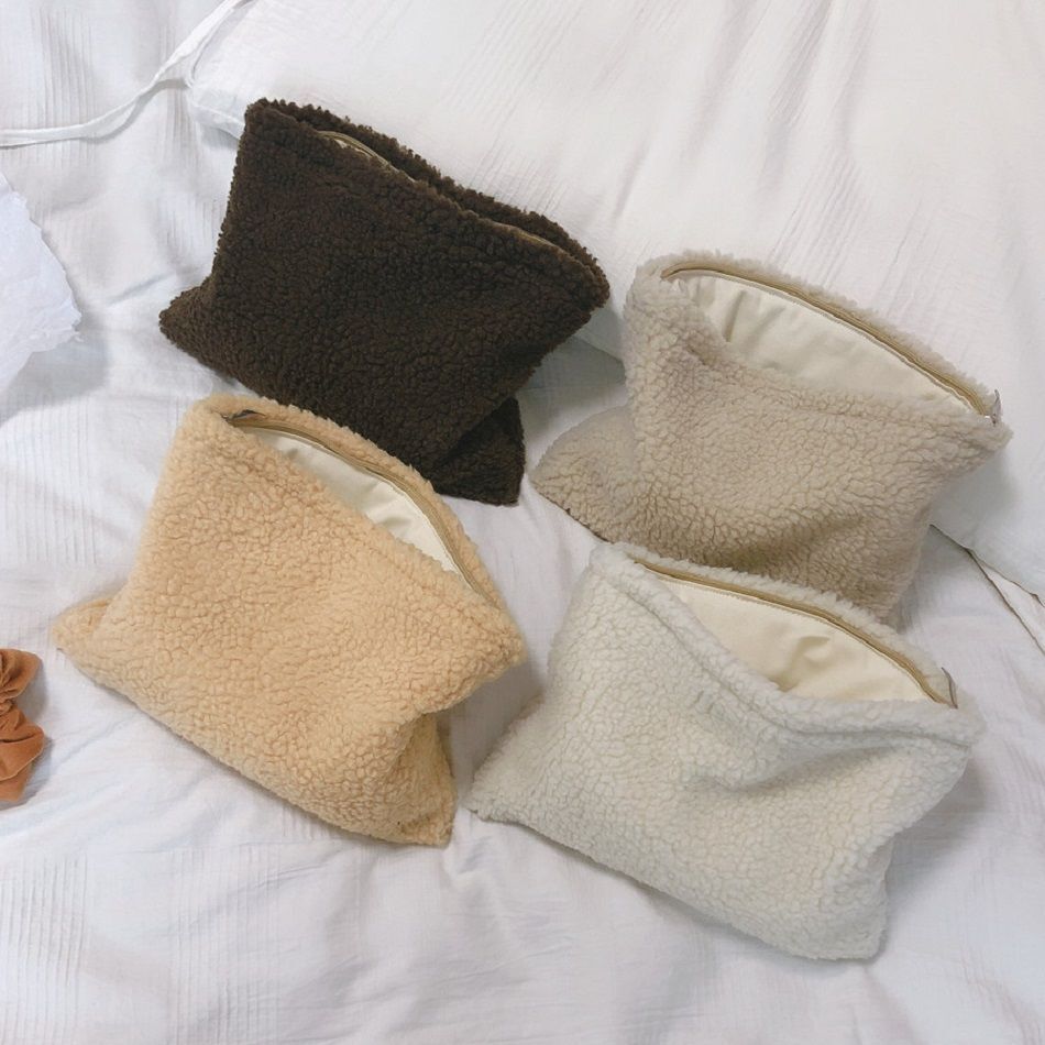 Plush Pencil Case Cosmetic Makeup Pouch Bag Soft Travel Toiletry Bag Organizer