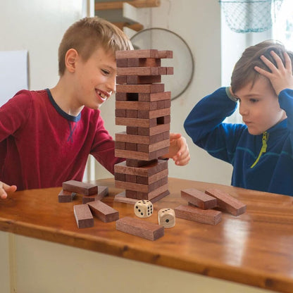 Wooden Blocks Stacking Games Tumbling Tower for Kids with Storage Box 54 Pieces