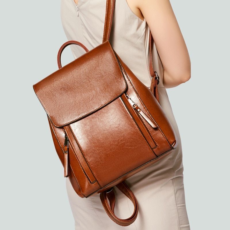Genuine Leather Backpack Rucksack Crossbody Shoulder Messenger Bags 28*11*31 CM
