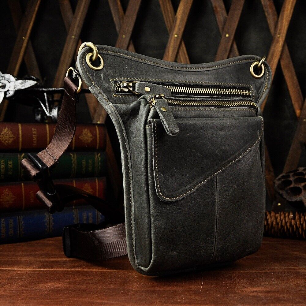 Real Leather Casual Shoulder Messenger Bag Fashion Waist Belt Pack Drop Leg Bag