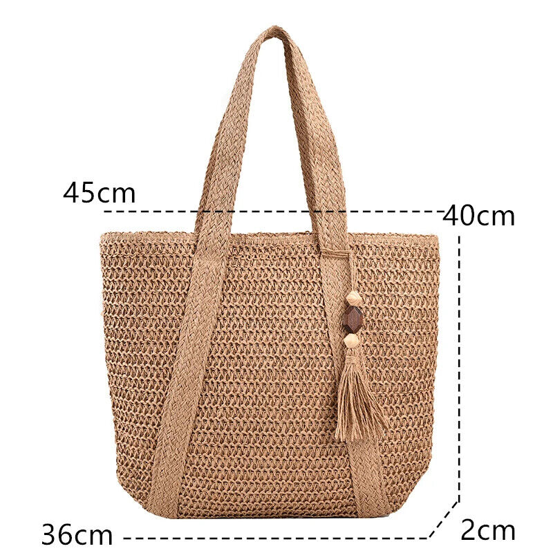 Weave Tote Summer Handbag Bohemian Shoulder Bag Women Ladies Travel Bag