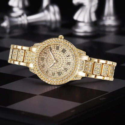 Reloj De Cuarzo Con Diamantes Para Mujer Pulsera Elegante Femenina De Marca Lujo