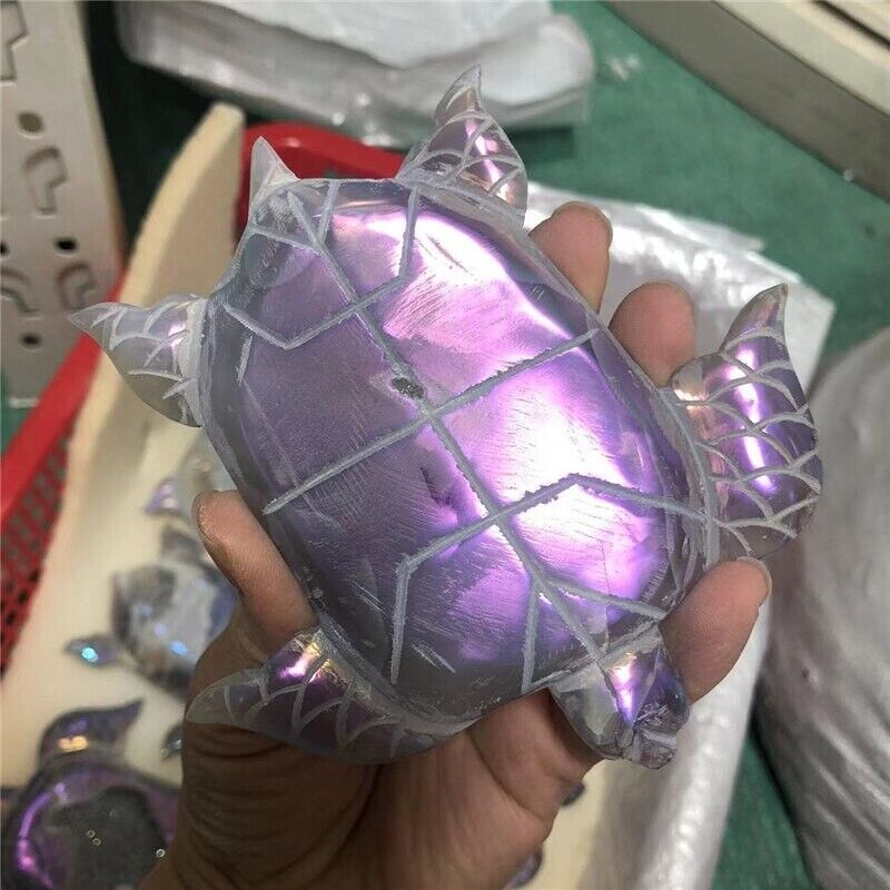 Tortoise Crafts Natural Crystal Angel Aura Agate Geode Healing Stones Home Decor