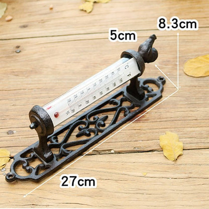 Wall-Mounted Thermometer Rustic European Home Garden Decors 5x8.3x27cm Cast Iron