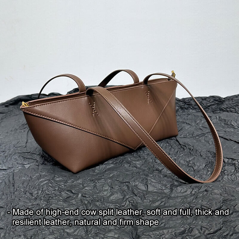 Small Real Leather Fold Shoulder bag Tote Handbag Fashion Purse Top Handles