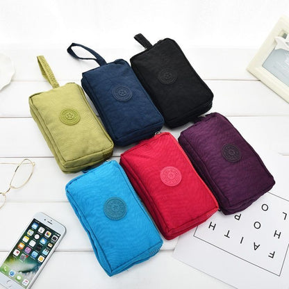 3 Zippers Purse Wallets Coin Cards Keys Money Bag Canvas Woman Handbags 15*9.5CM