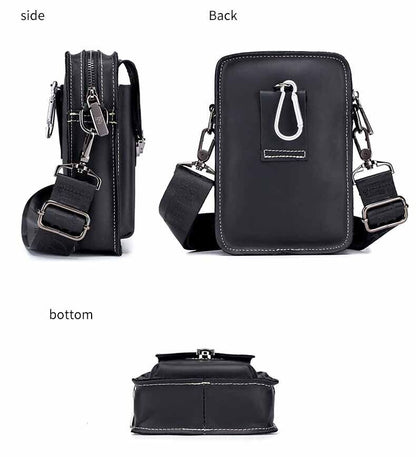 Men Genuine Leather Small Chest Shoulder Bag Waist Packs Phone Pouch