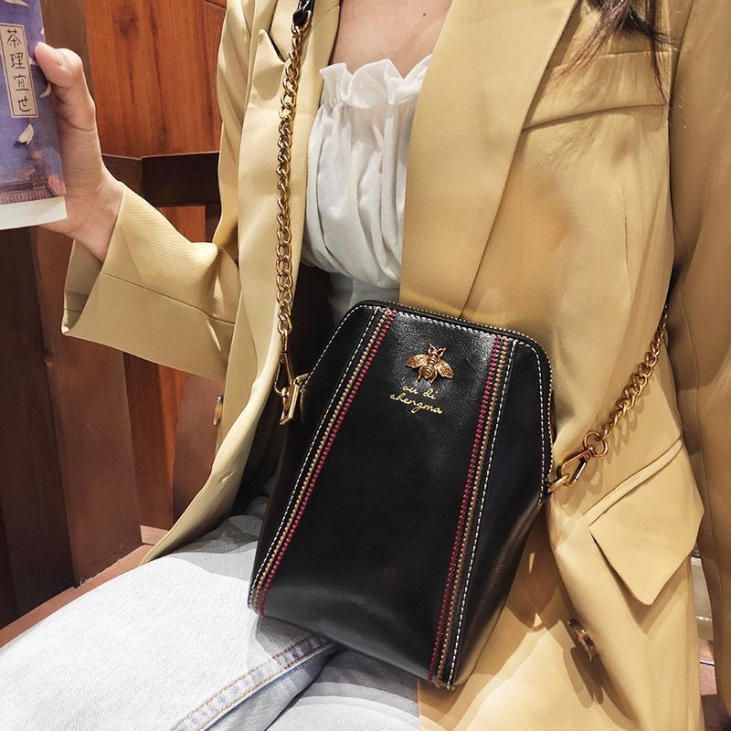 Women Shoulder Bag Genuine Leather Crossbody Bag Black Red Leather Tote Handbag