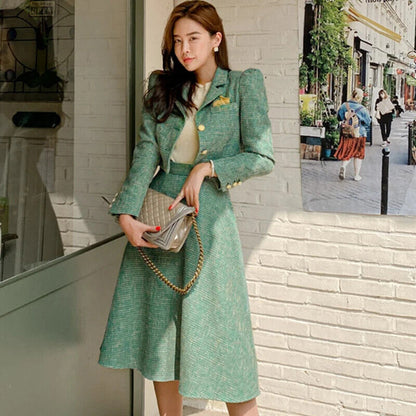 Women Office Outfit Lady Single Short Blazer Coat Suit Jacket Skirt 2 Piece Sets