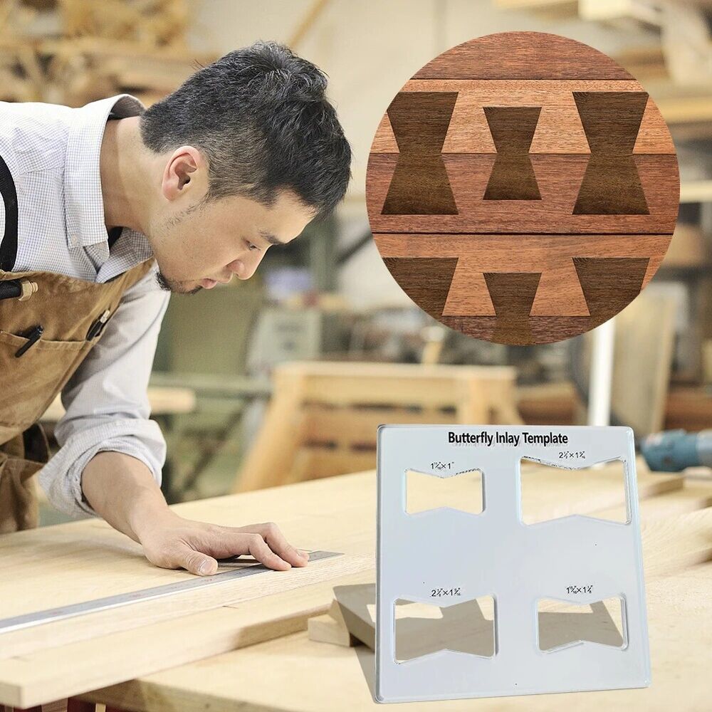 Butterfly Key Inlay Template 6x6in Slot Acrylic Woodworking Bow Tie Cutting Tool