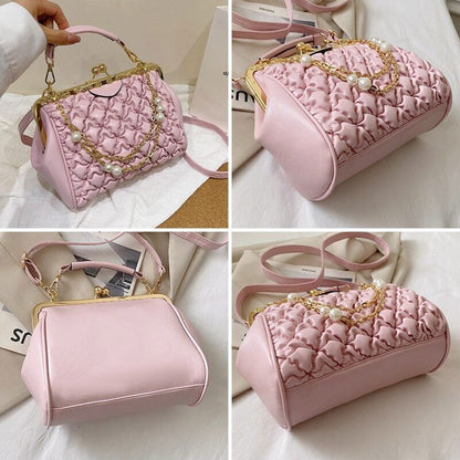 Women's Bag Crossbosy Bag Pleated Handbag Women Pearl Chain Totes Bags Women