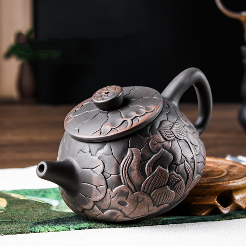 1pc Yixing Tea Pot Purple Clay Teapots Beauty Kettle Hand Carved Pot Tea Set