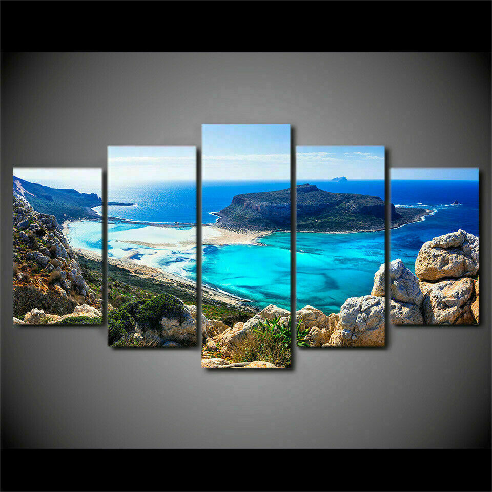 Sun Flower in Sunset Landscape 5 PCS Canvas Wall Art Painted Poster Home Decor