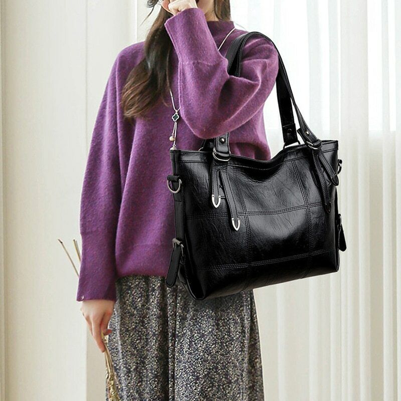Vintage Solid Crossbody Bags Women PU Leather Luxury Shoulder Bag Large Capacity
