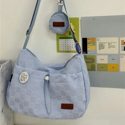 College Crossbody Bag Plaid Print Shoulder Bag New Cute Handbag