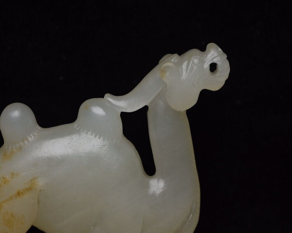 Chinese Natural Hetian Jade Carved Sculpture Exquisite Camel Statue Figurine Art