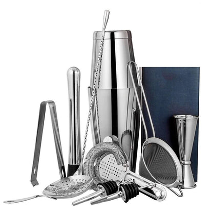11Piece Cocktail Shakers Bar Sets Stainless Steel Bartender Tool Wine Mixer Kits