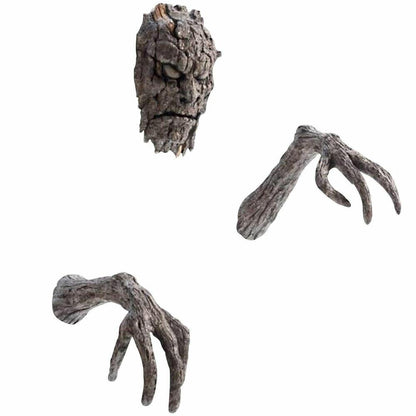 Tree Bark Face Halloween Outdoor Garden Statue Ghost Face Sculpture Decoration