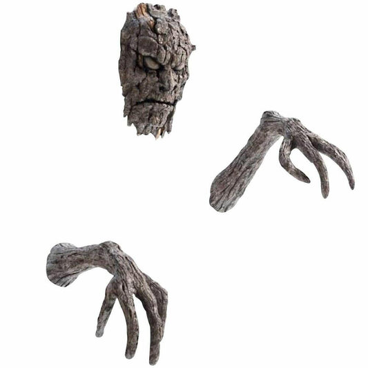 Tree Bark Face Halloween Outdoor Garden Statue Ghost Face Sculpture Decoration