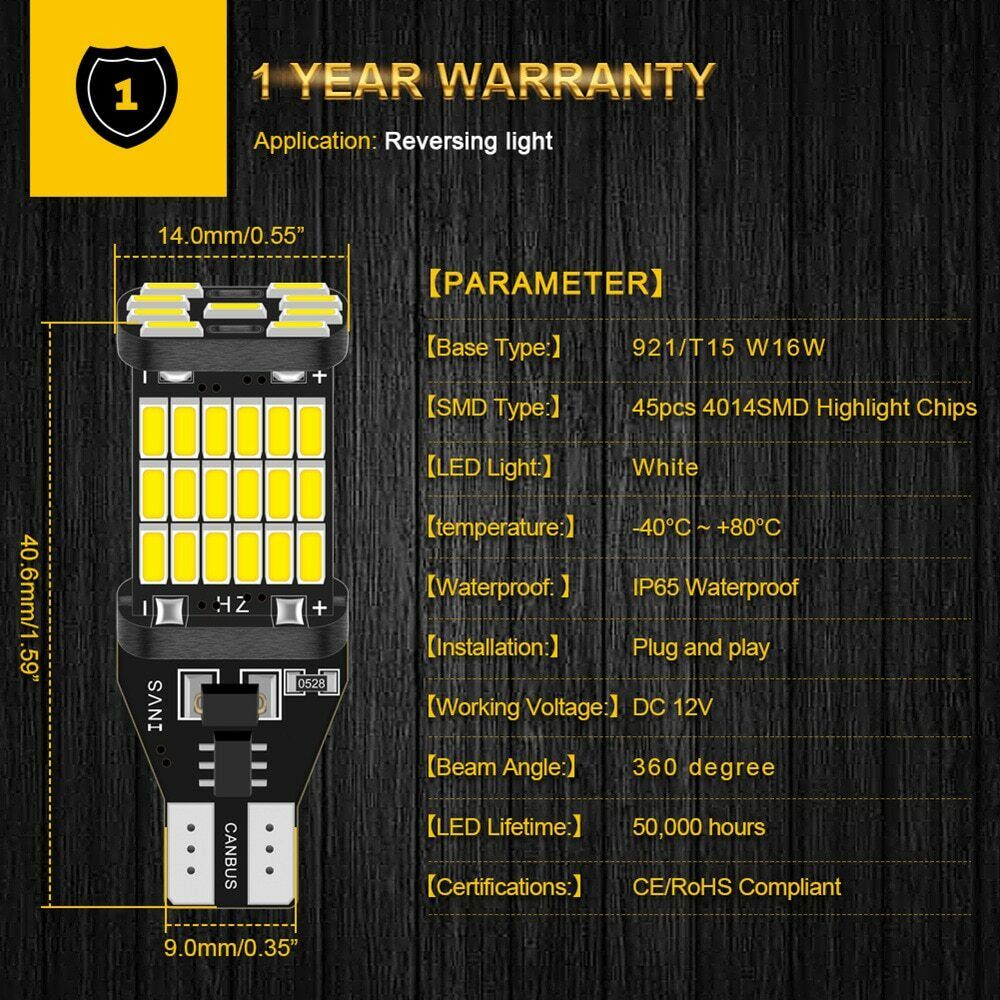 Car Brake Light Canbus LED Bulbs Car Backup Reverse Lights Auto Accessories 2Pcs