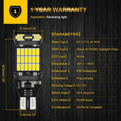 Car Brake Light Canbus LED Bulbs Car Backup Reverse Lights Auto Accessories 2Pcs