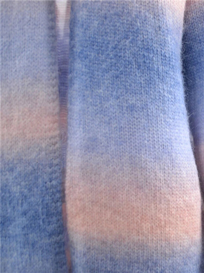 Women Long Sleeve Top Rainbow Sweet Pink Commuting Sweater Women