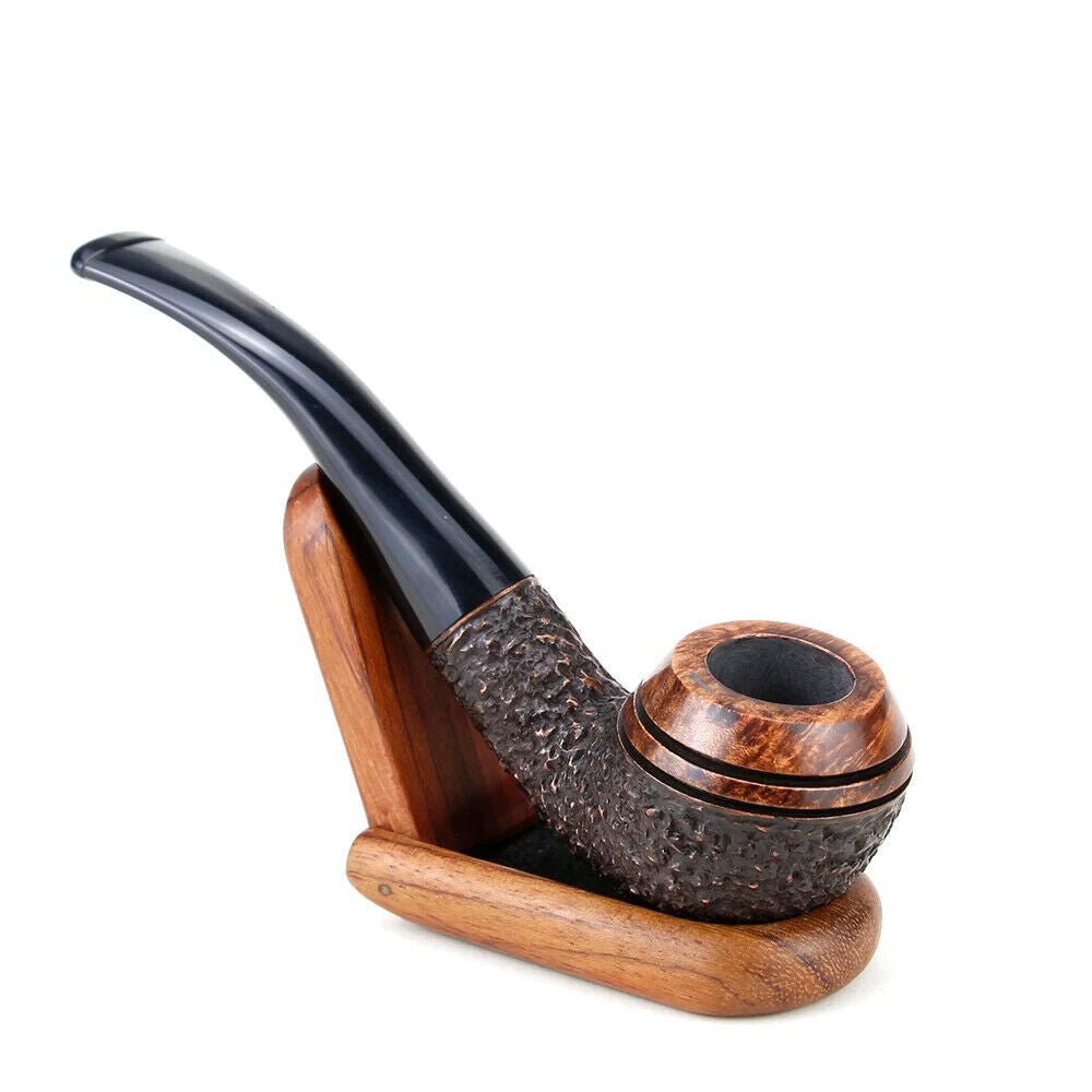 Tobacco Pipe Briar Wood 9mm Filter Creative Round Engraved Smoking Tool 145x34mm