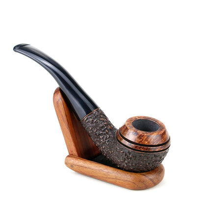 Tobacco Pipe Briar Wood 9mm Filter Creative Round Engraved Smoking Tool 145x34mm