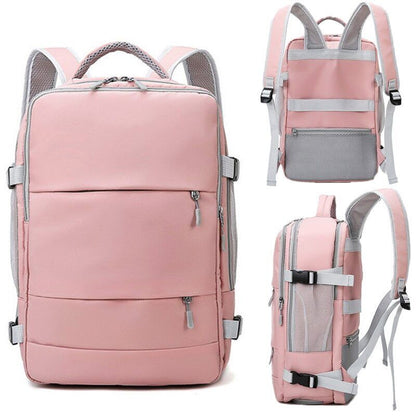 Pink Women Travel Backpack Anti-Theft Daypack Bag Charging Port Backpack