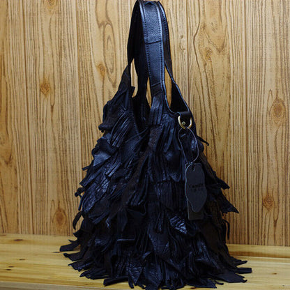 Designer Genuine Leather Colorful Tassel Handbag Underarm bag Women Shoulder Bag