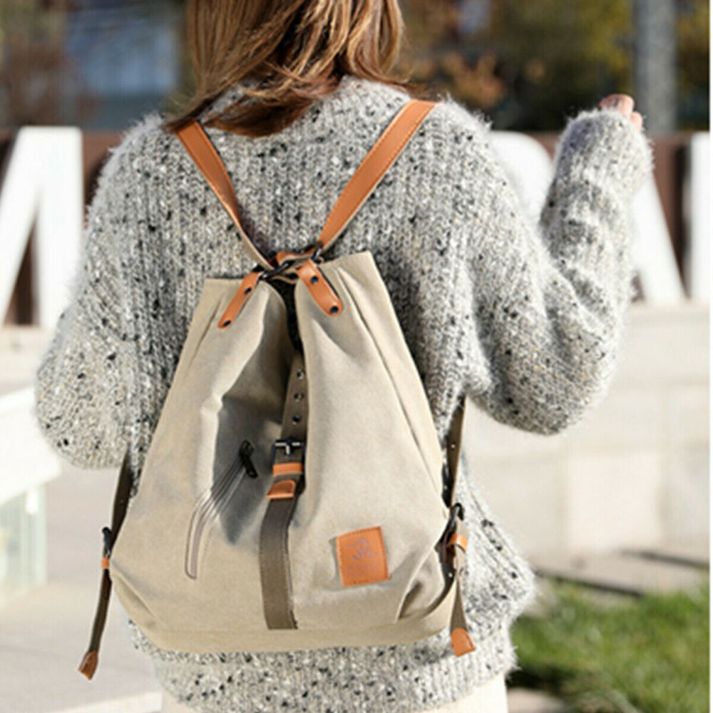 Women Canvas Backpack Shoulder School Bag Messenger Travel Handbag Tote