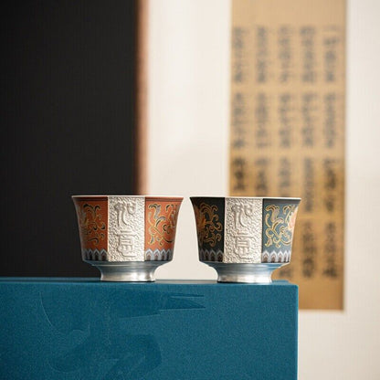100ml pure silver tea cup porcelain master cup handpainted handmade cup of tea