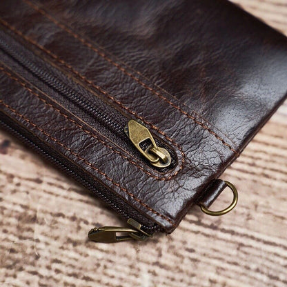 Genuine Leather Wallets For Men Credit Card Holder Coin Purse Zipper Pocket Bag