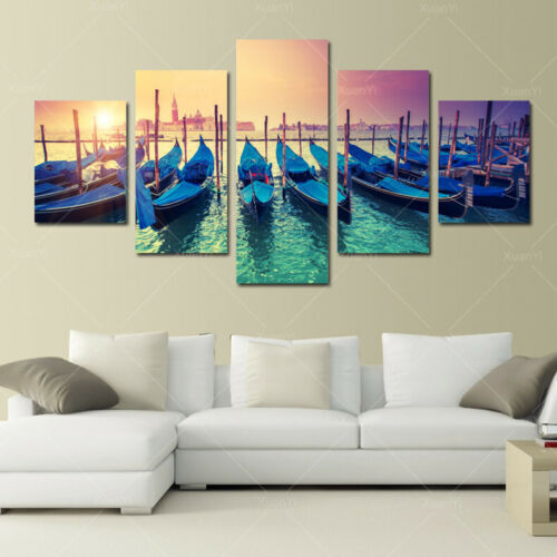 5 Pieces Canvas Wall Art Poster and Print Living Room Venice Ship No Framed