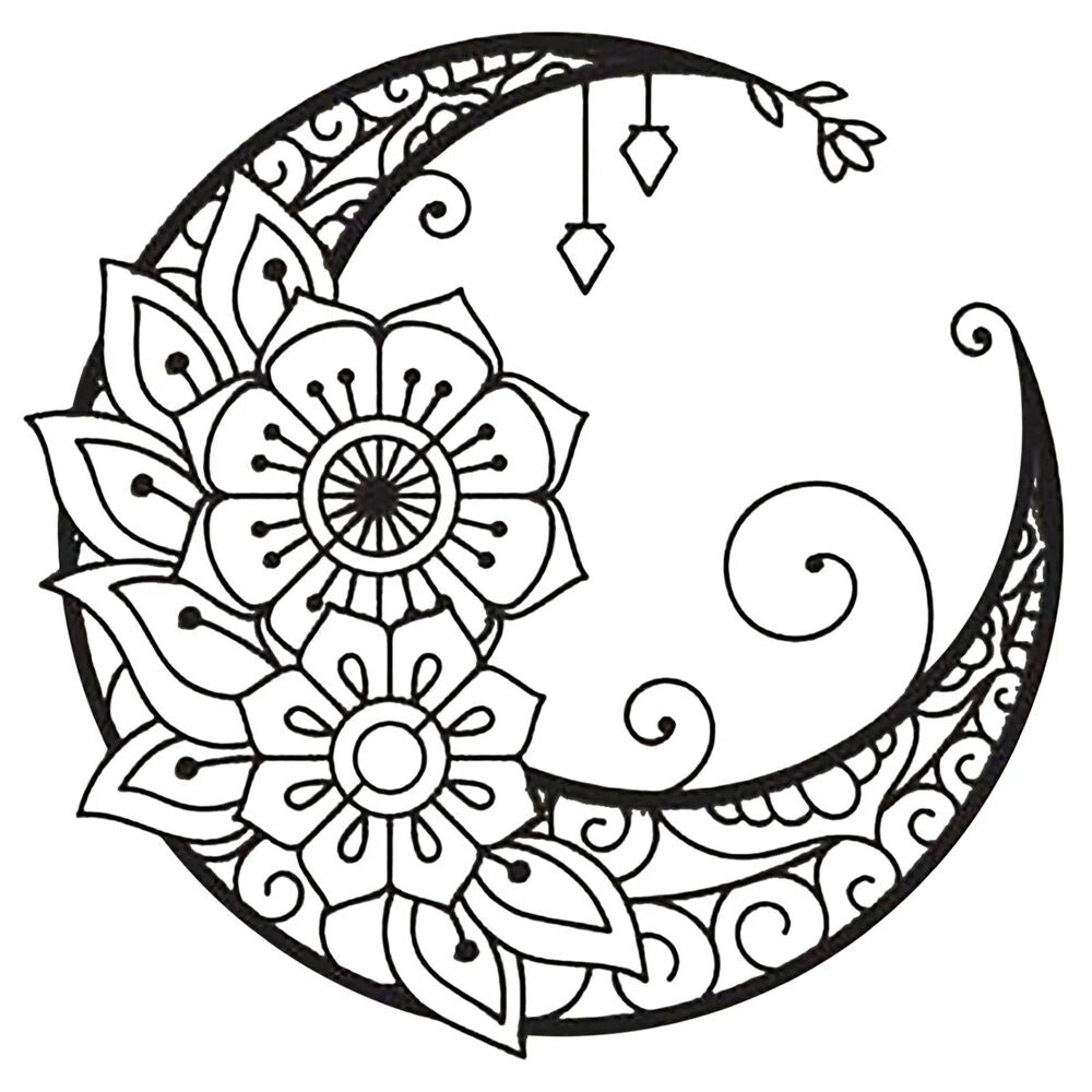 Mandala Flower Moon Wall Sign Decor 11.81inch Metal Wall Hanging Sign Unique