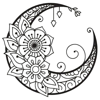 Mandala Flower Moon Wall Sign Decor 11.81inch Metal Wall Hanging Sign Unique