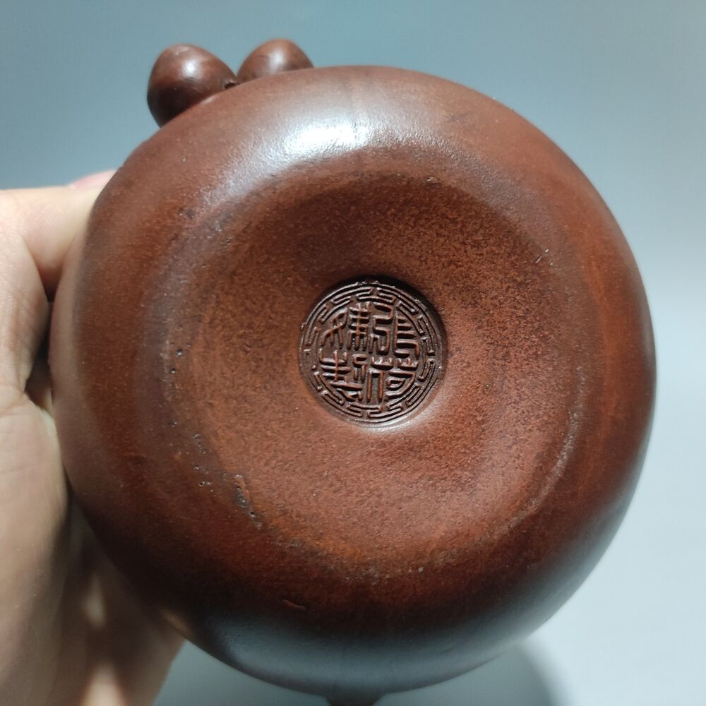 Vintage Chinese Yixing Purple Clay Teapot Zisha Ceremony Carving Collectible Art