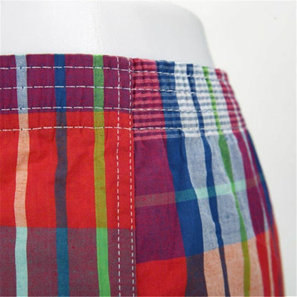 4-Pack Men's Boxer Shorts Woven Cotton Classic Plaid Underpants Loose Breathable