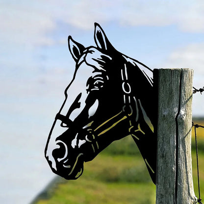 Horse Head Shape Iron Silhouette, Cute Ornament For Outdoor Garden Fence