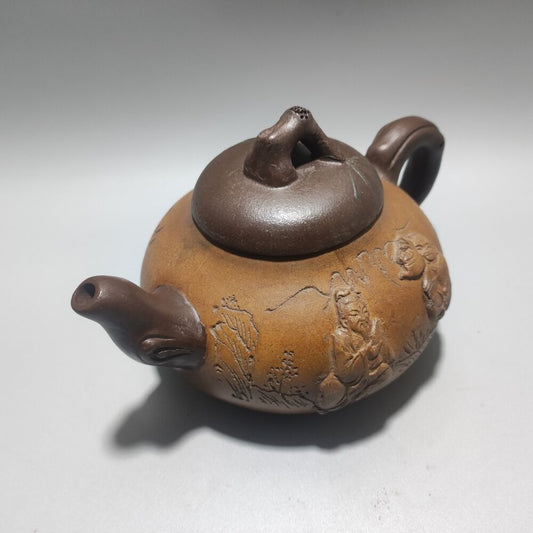 Vintage China Yixing Purple Clay Teapot Zisha Ceremony Figure Story Teaware Rare