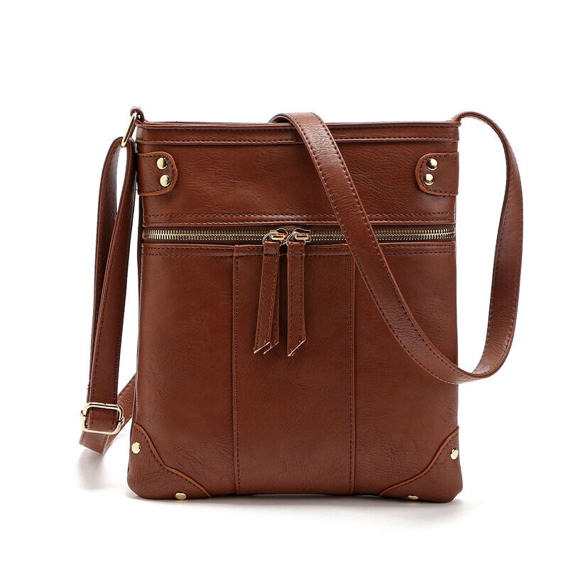 Women Rivet Tassel Crossbody Shoulder PU Leather Bag Purse Outdoor Travel NEW