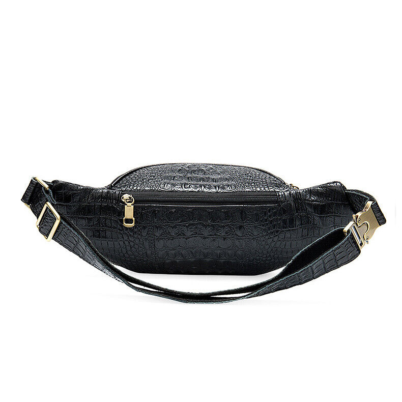 Men's Real Leather Fanny Waist Pack Bag Sling Backpack Crocodile Chest Bags